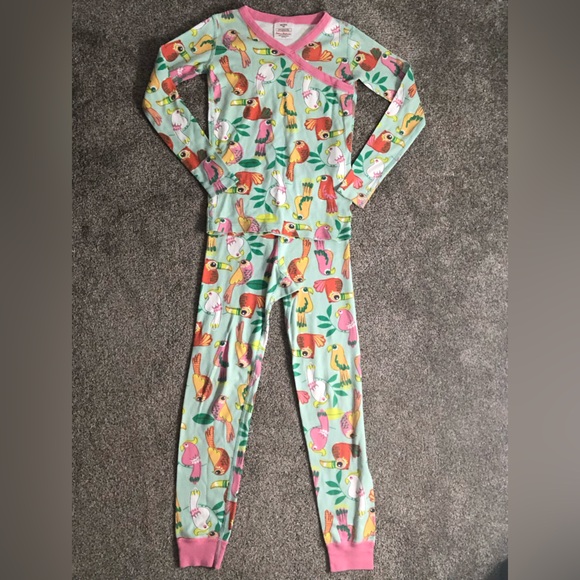 Hanna Andersson HannaJams Girl Print Lj Long John in Tropical Birds Mint Size 8 - Picture 2 of 16